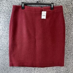 J. Crew Mercantile Skirt Womens 14 Burgundy Wool Blend Pencil Preppy Office